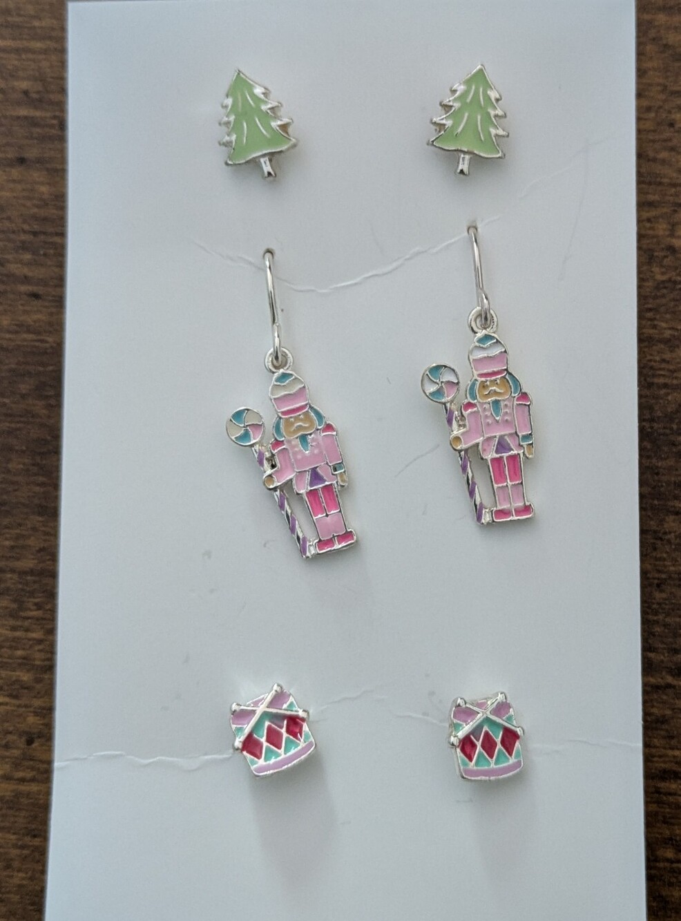 Set Of 3 Christmas Earrings Silver Tone